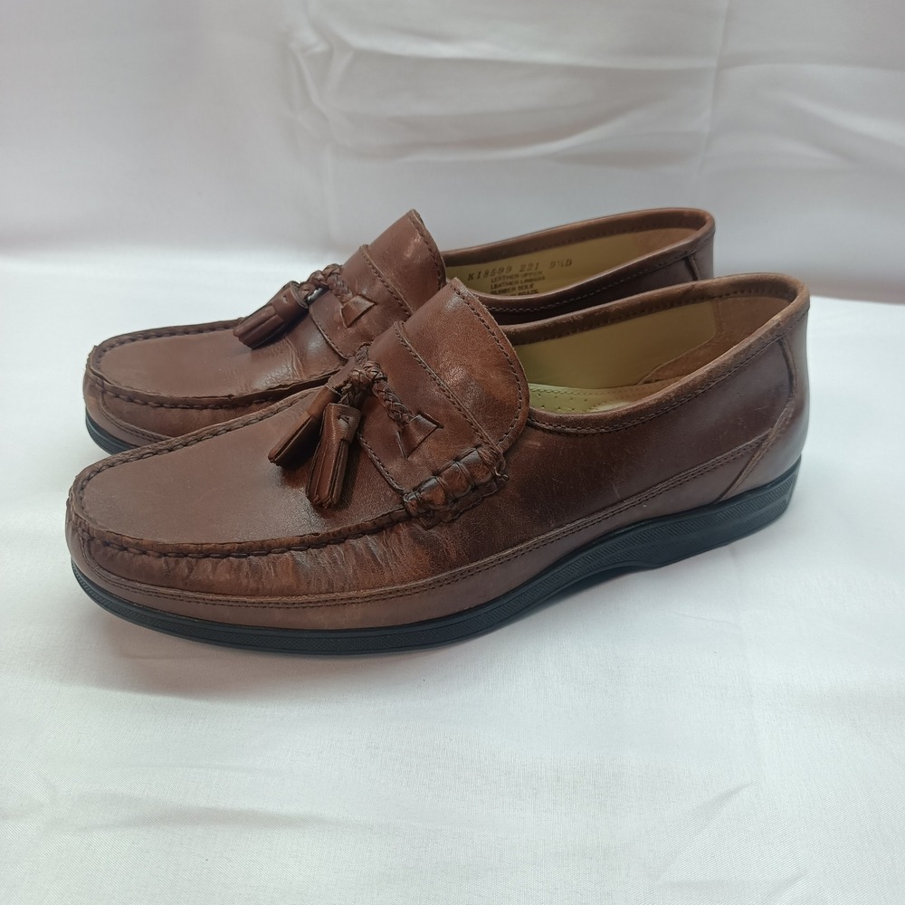 Florsheim Mens 9.5D Brown Leather Tassel Loafers Brazil 9.5 D Casual Formal